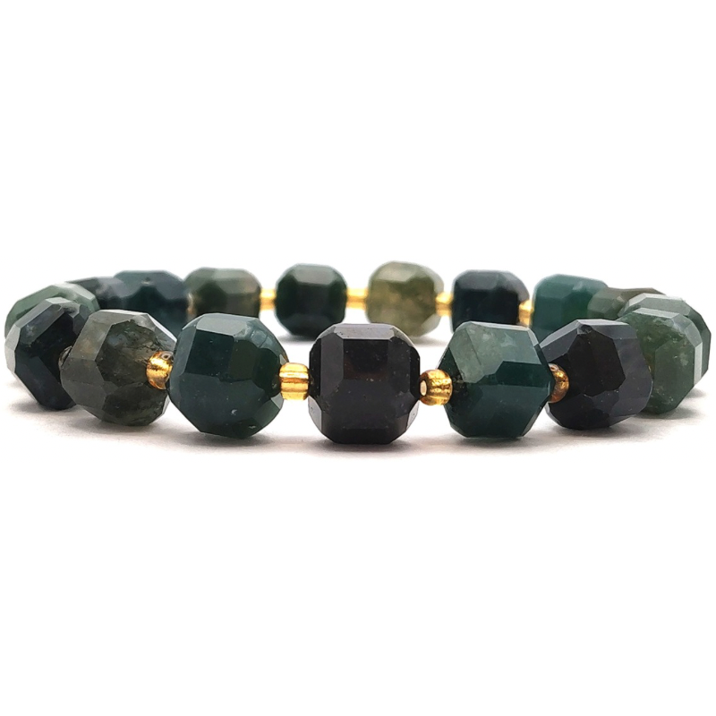 Moss Agate Cube Bracelet